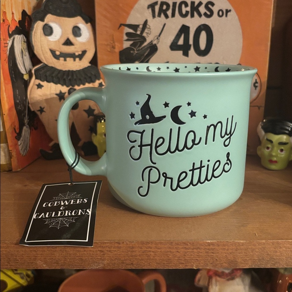 Hello My Pretties Ceramic Halloween Mug - Cobwebs and Cauldrons